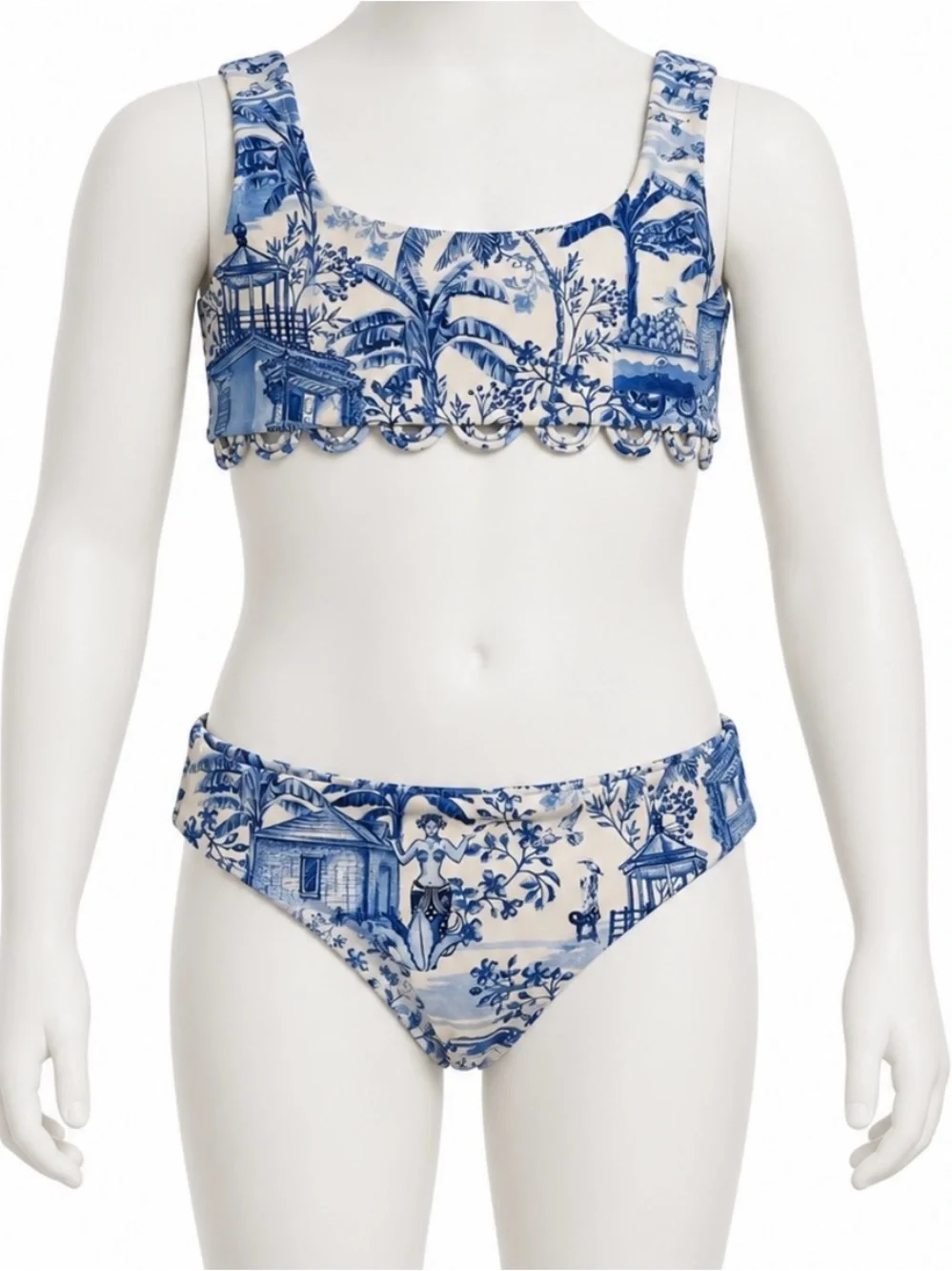 Agua Bendita Dolce Tales Girls Size 6 Blue Toile Two Piece Bikini Swimsuit